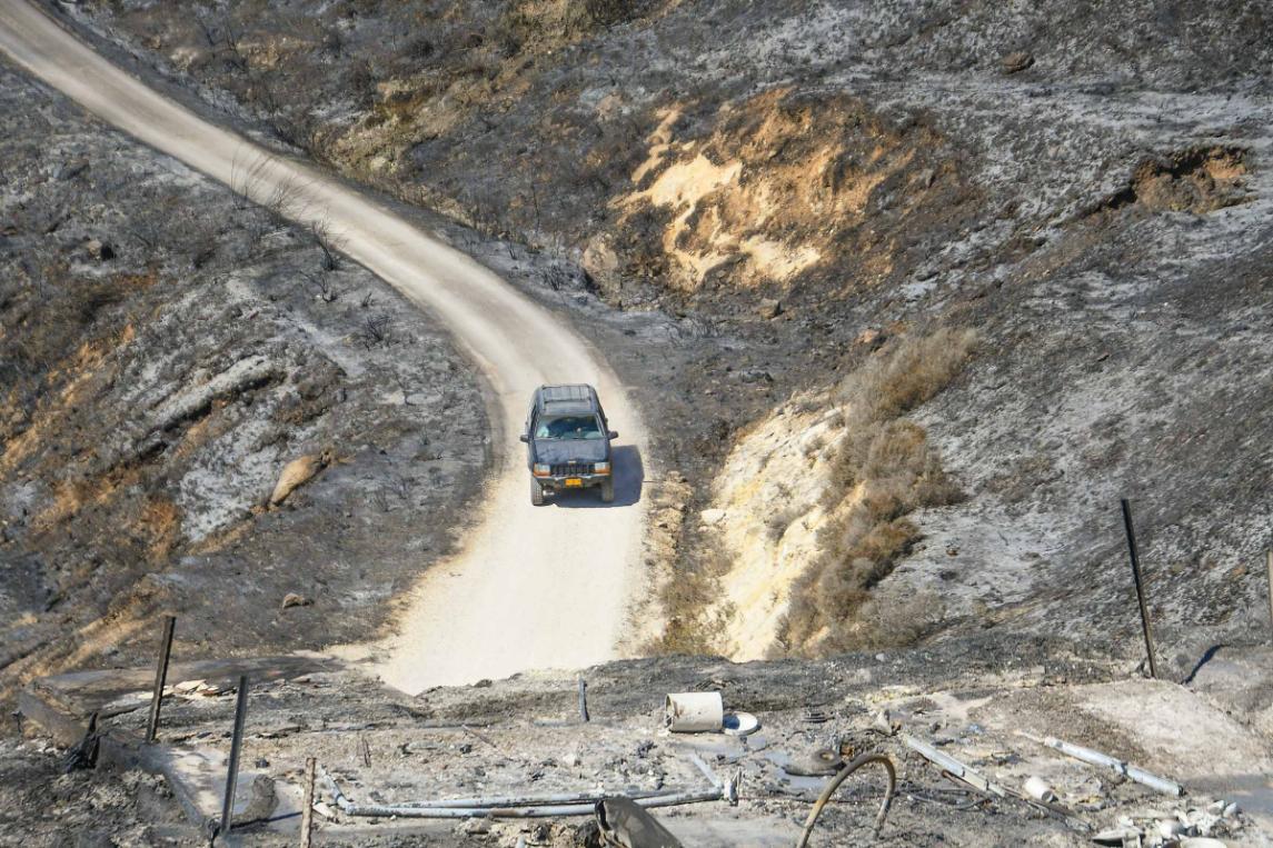 זירת השריפה בחוות גלעד שבשומרון