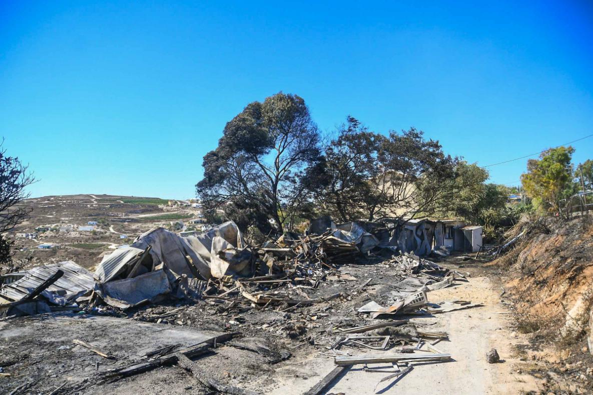 זירת השריפה בחוות גלעד שבשומרון