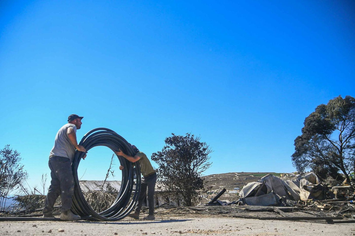 זירת השריפה בחוות גלעד שבשומרון