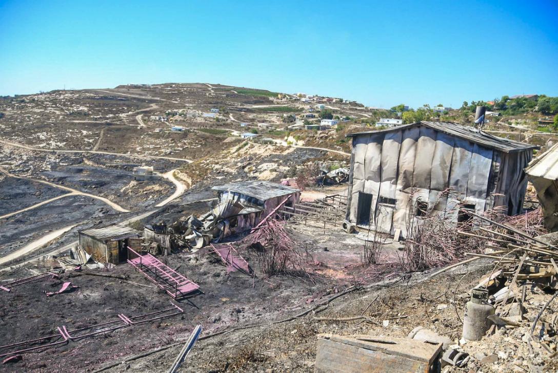 זירת השריפה בחוות גלעד שבשומרון
