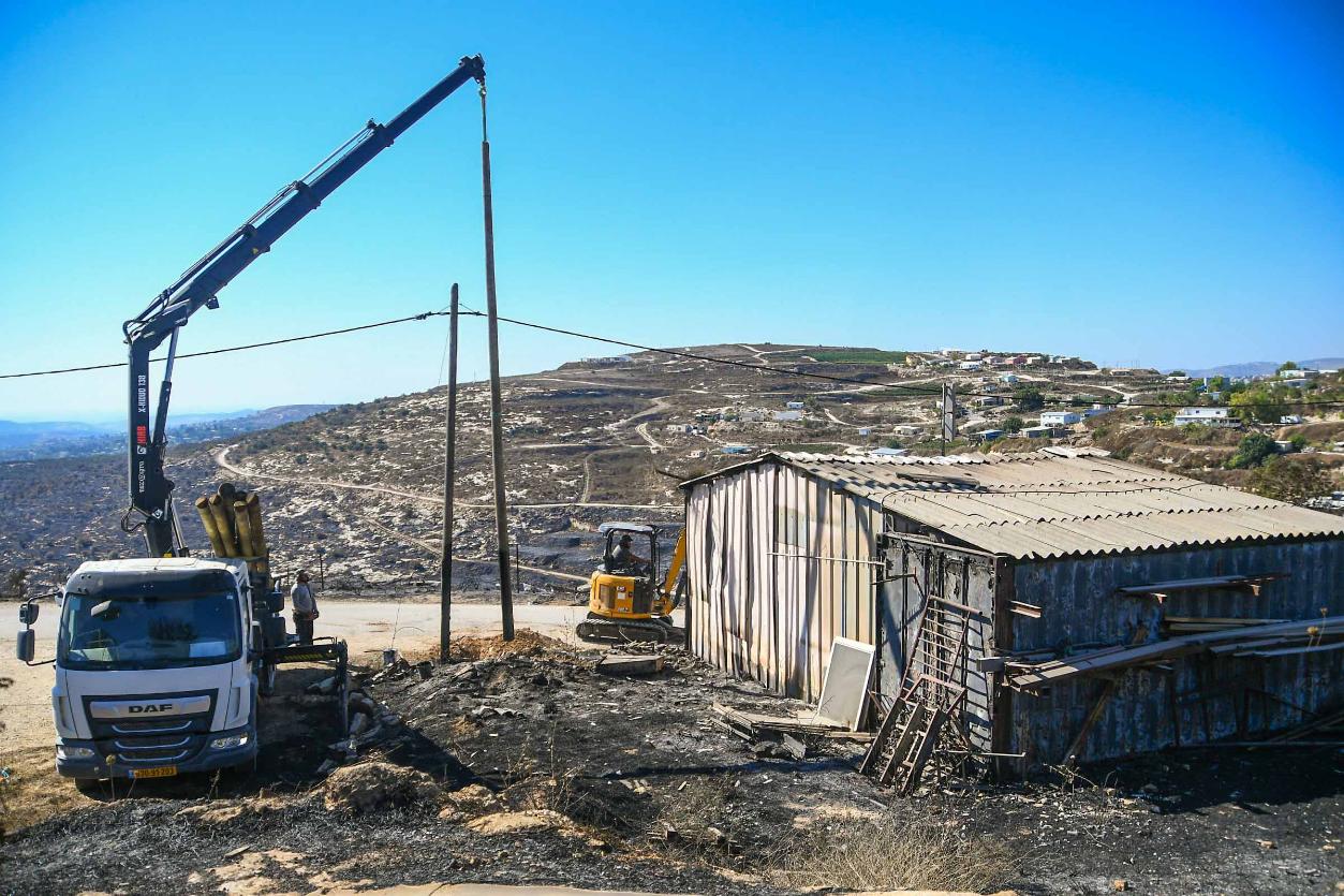 זירת השריפה בחוות גלעד שבשומרון