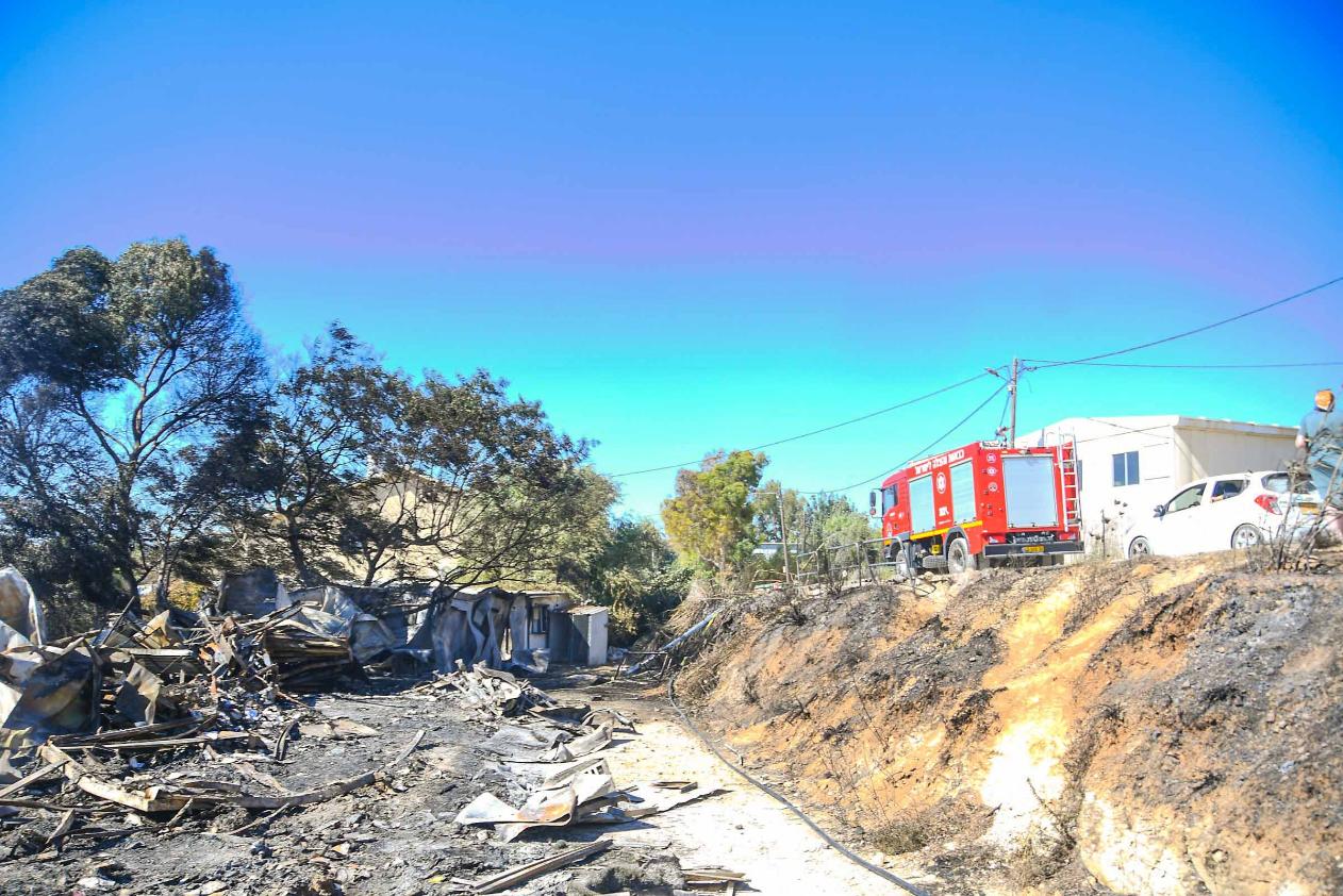 זירת השריפה בחוות גלעד שבשומרון
