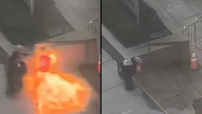 זה מה שנתפס על חשוד ששפך נפט לעיני המצלמות והצית בניין פדרלי