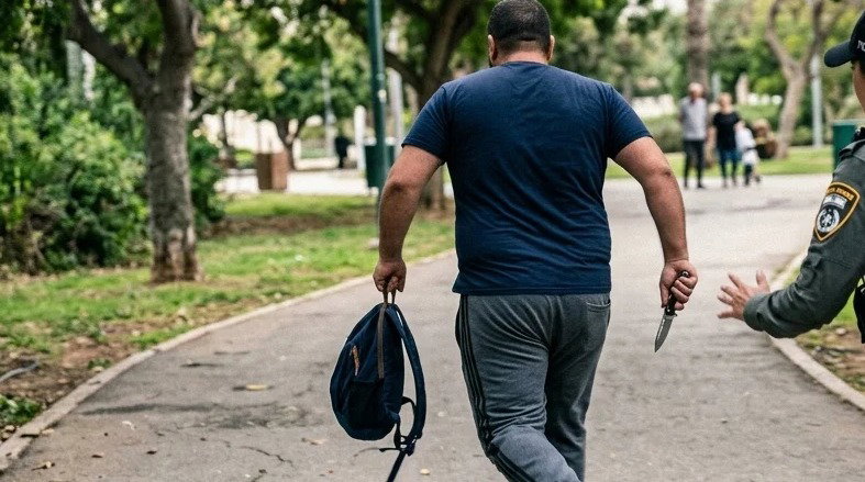 בפארק הציבורי: החל לרדוף אחרי צעיר עם חפץ חד - וחטף ממנו את התיק