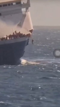 תיעוד קשה: שריפה פרצה על סיפון האונייה - הנוסעים קפצו לים