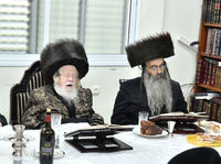 האדמו"ר מקרעטשניף עם חתנו האדמו"ר מבית שמואל דספינקא