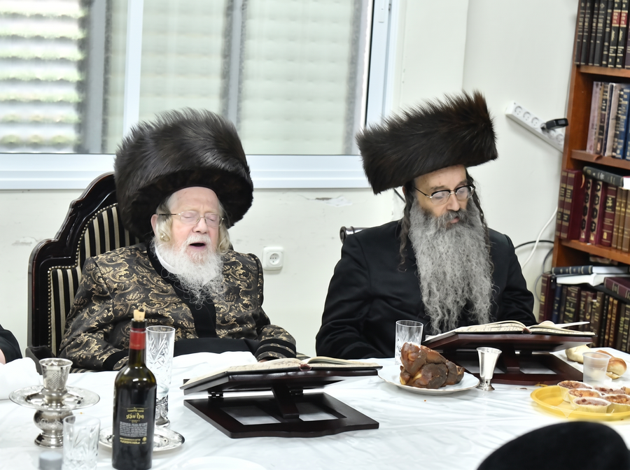 האדמו"ר מקרעטשניף עם חתנו האדמו"ר מבית שמואל דספינקא
