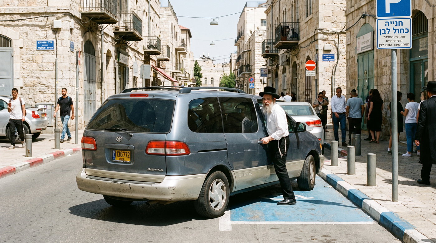 חנייה בירושלים בכחול לבן