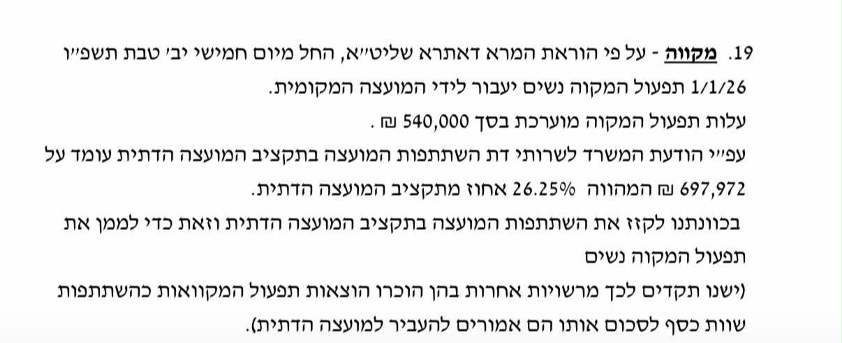 ההוראה שפורסמה