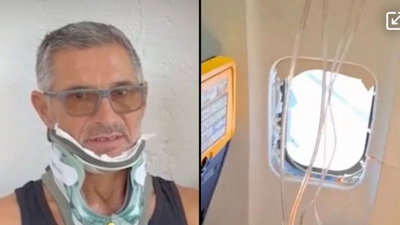 מימין החלון ממנו נשאב הנוסע, משמאל לאחר התקרית