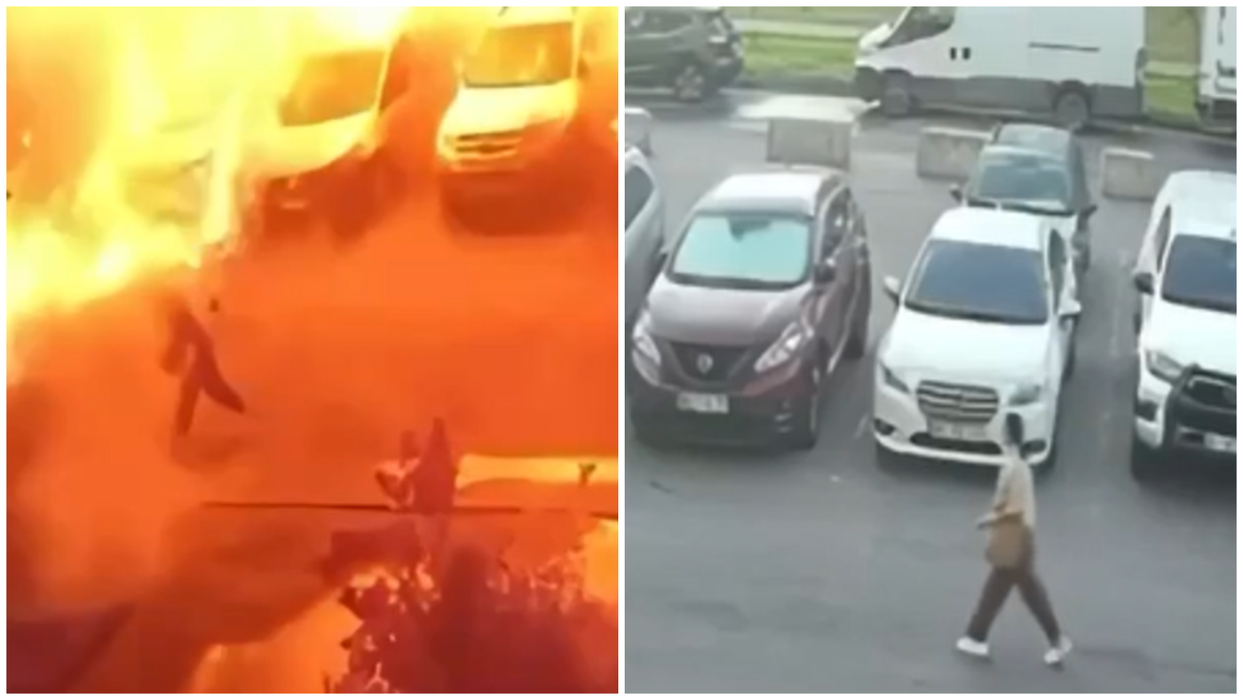 בלתי נתפס: 13 מכוניות הושמדו בפיצוץ והאישה ניצלה