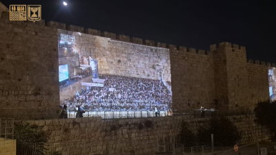 מעל חצי מיליון בכותל: מעמד הסליחות הוקרן על חומות העיר העתיקה