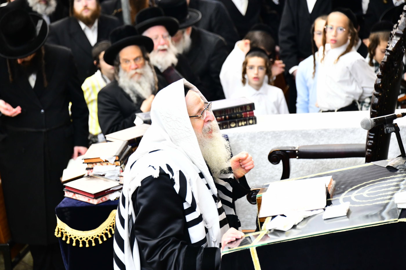 האדמו"ר מצאנז קלויזנבורג באמירת הסליחות