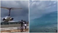 אנשים עפו באוויר: מטוס סילון נתן גז סמוך לחוף