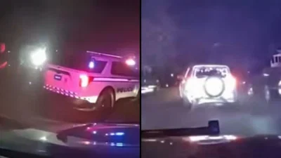השתלט על הניידת והתרסק לתוך בית: המצלמות קלטו מרדף יוצא דופן