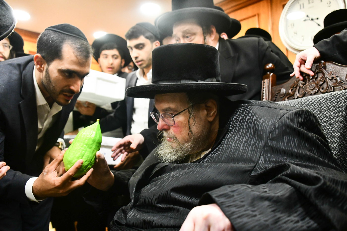 האדמו"ר מבעלזא בקבלת אתרוגים לקראת חג הסוכות