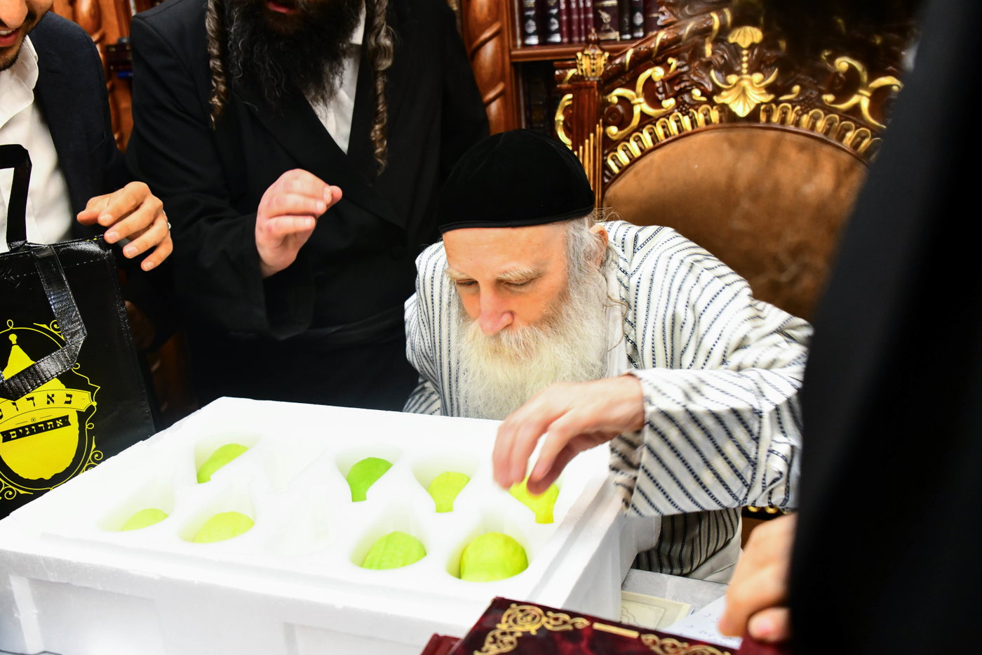 האדמו"ר מתורת חכם בקבלת אתרוגים לקראת חג הסוכות