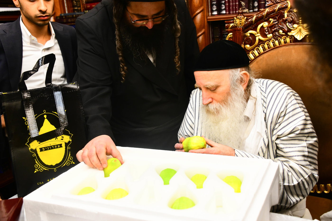 גדולי ישראל בקבלת אתרוגים לקראת חג הסוכות
