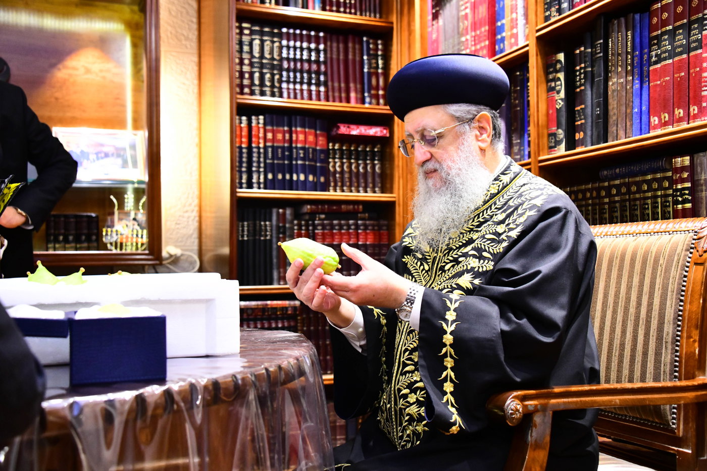גדולי ישראל בקבלת אתרוגים לקראת חג הסוכות