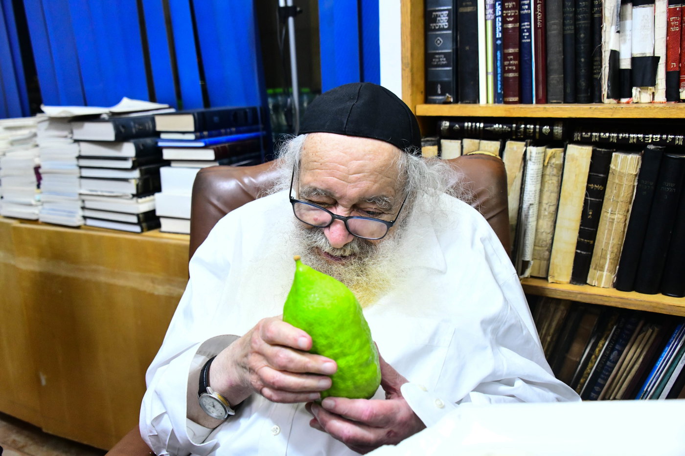 גדולי ישראל בקבלת אתרוגים לקראת חג הסוכות