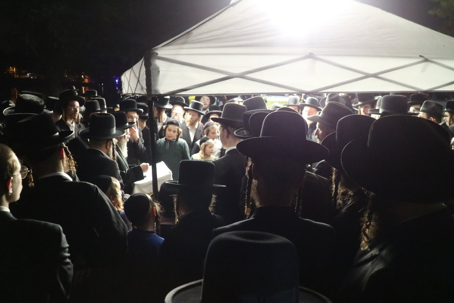 החסידים בלייקווד פצחו בריקוד נלהב עם האדמו"ר על שפת האגם