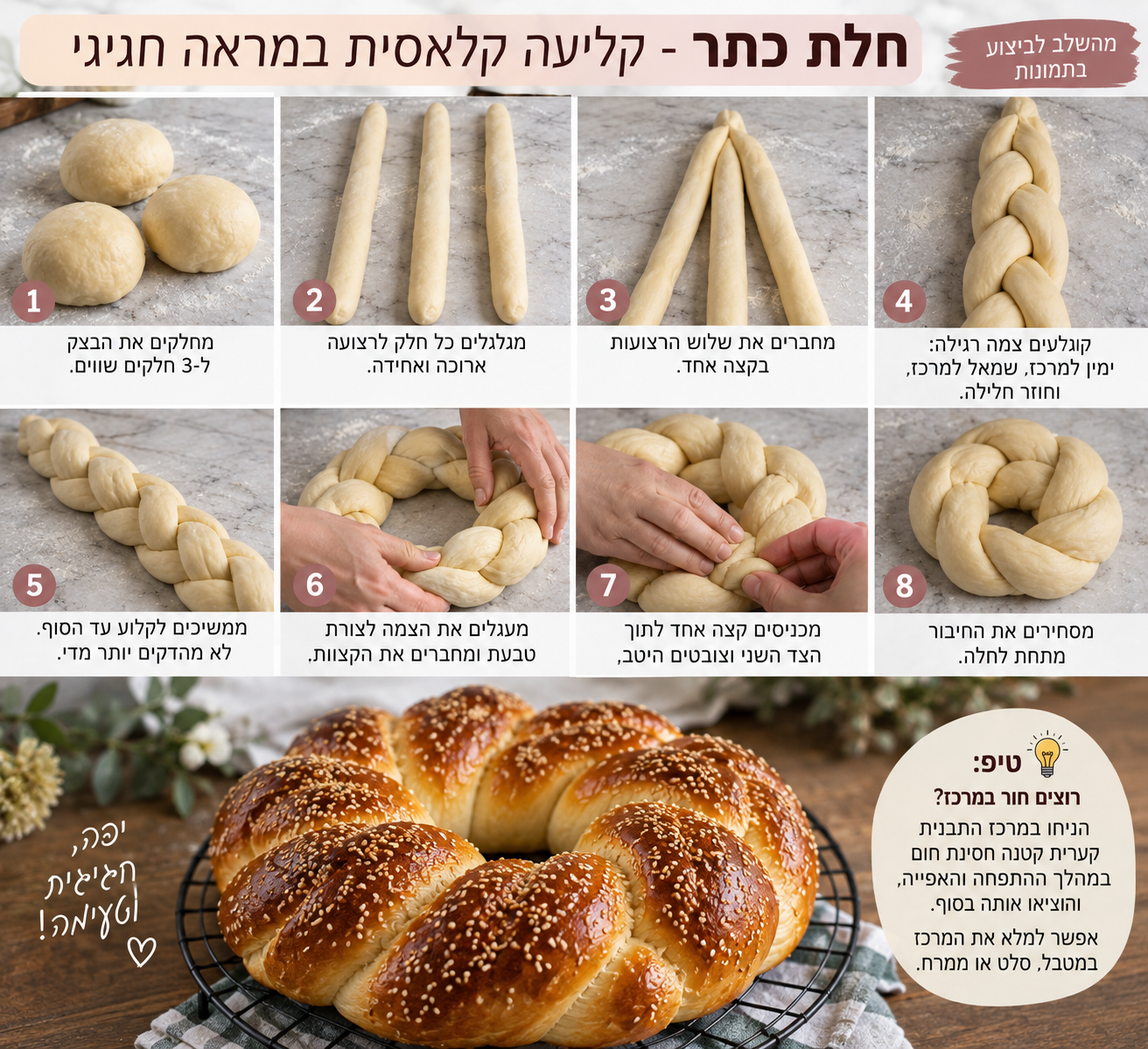 אל תעשו שוב שבלול: 5 צורות מרהיבות לחלה עגולה