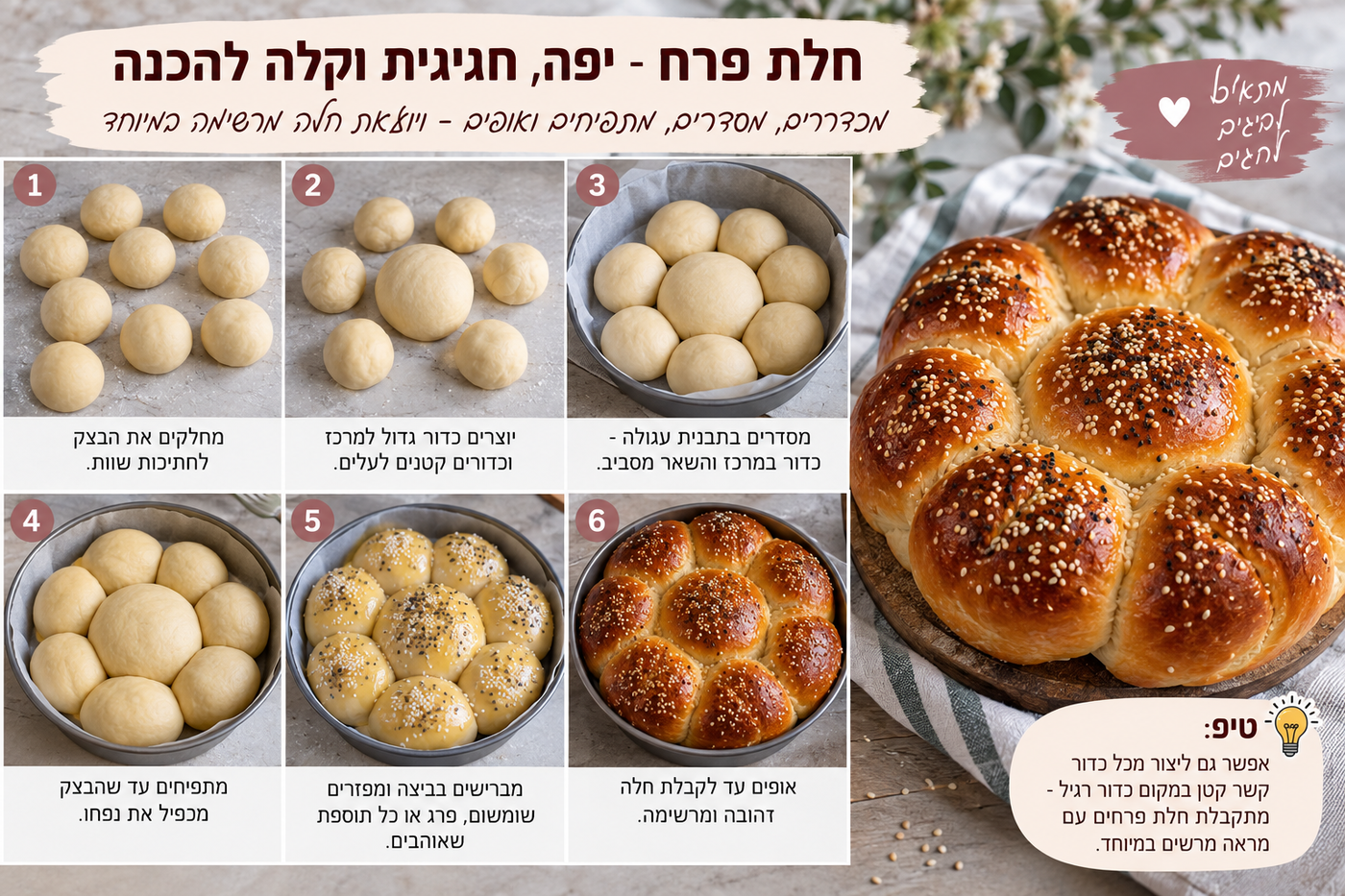 אל תעשו שוב שבלול: 5 צורות מרהיבות לחלה עגולה