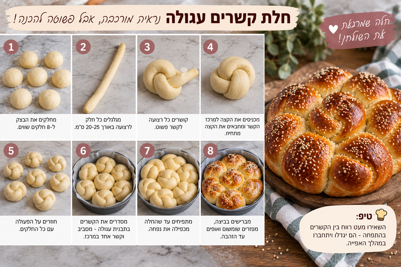 אל תעשו שוב שבלול: 5 צורות מרהיבות לחלה עגולה
