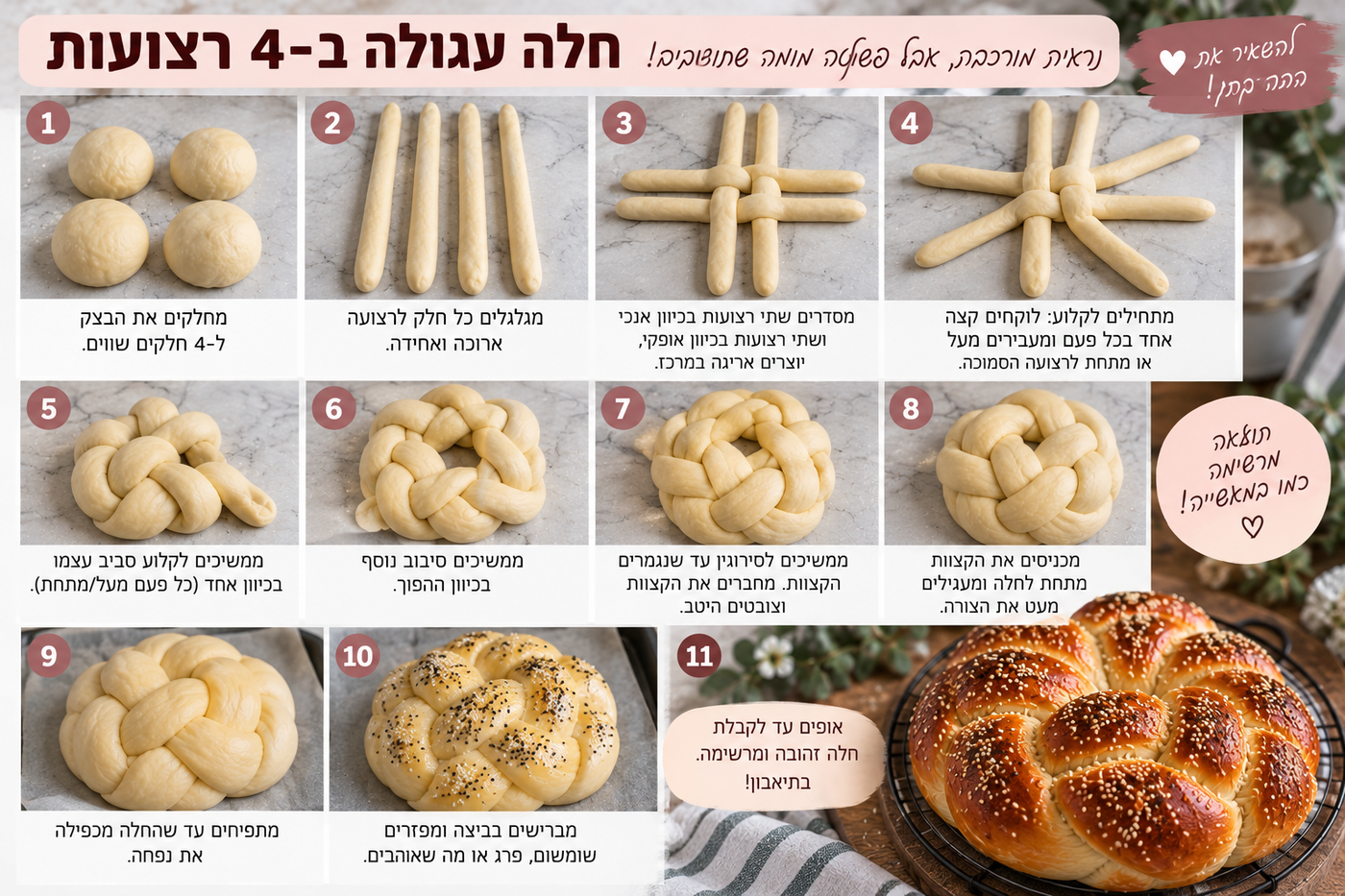 אל תעשו שוב שבלול: 5 צורות מרהיבות לחלה עגולה