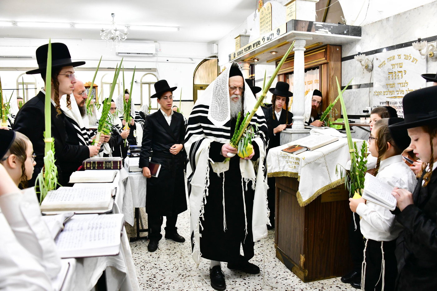 האדמו"ר ממודז'יץ בנטילת לולב 