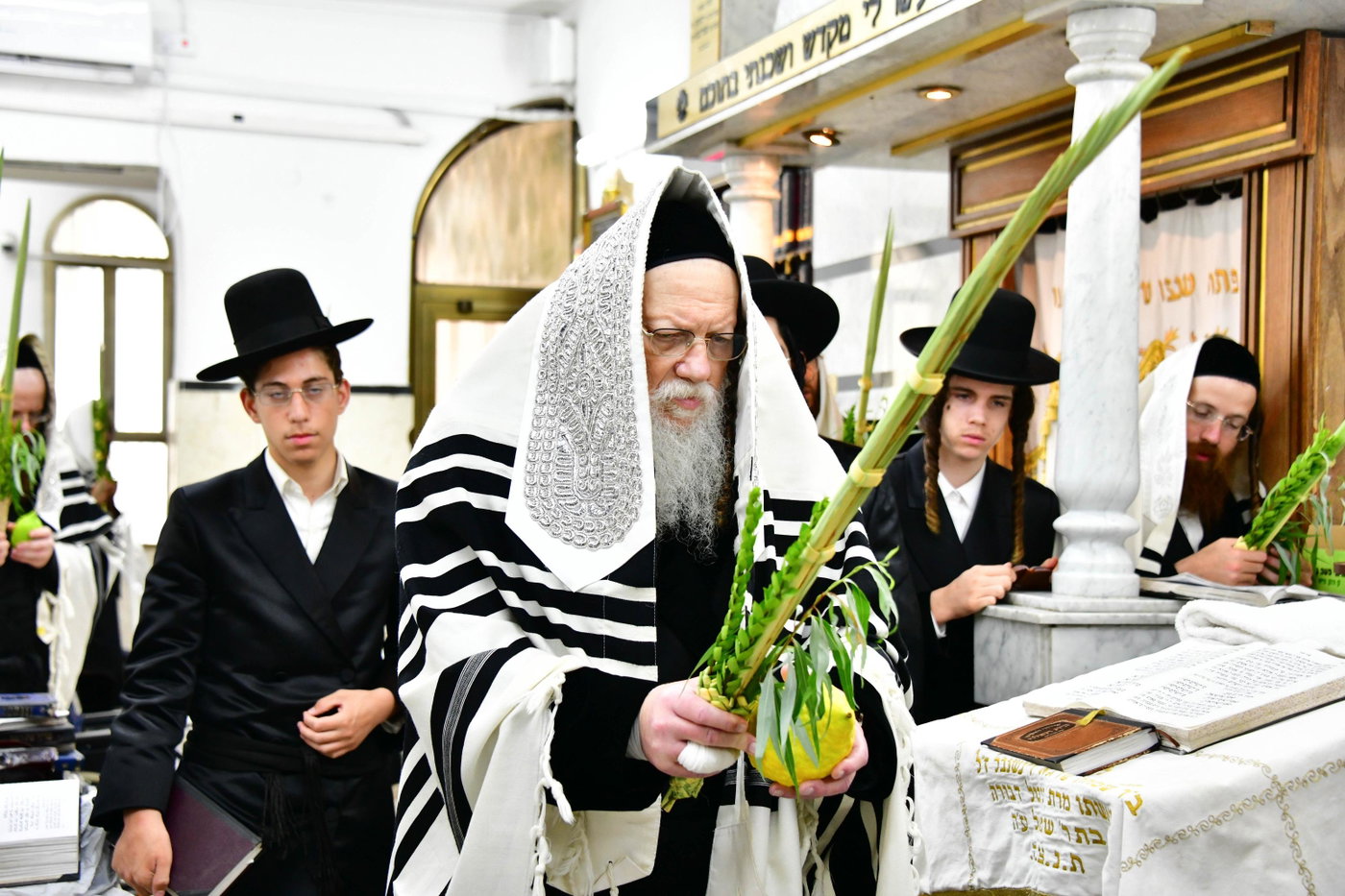 האדמו"ר ממודז'יץ בנטילת לולב 