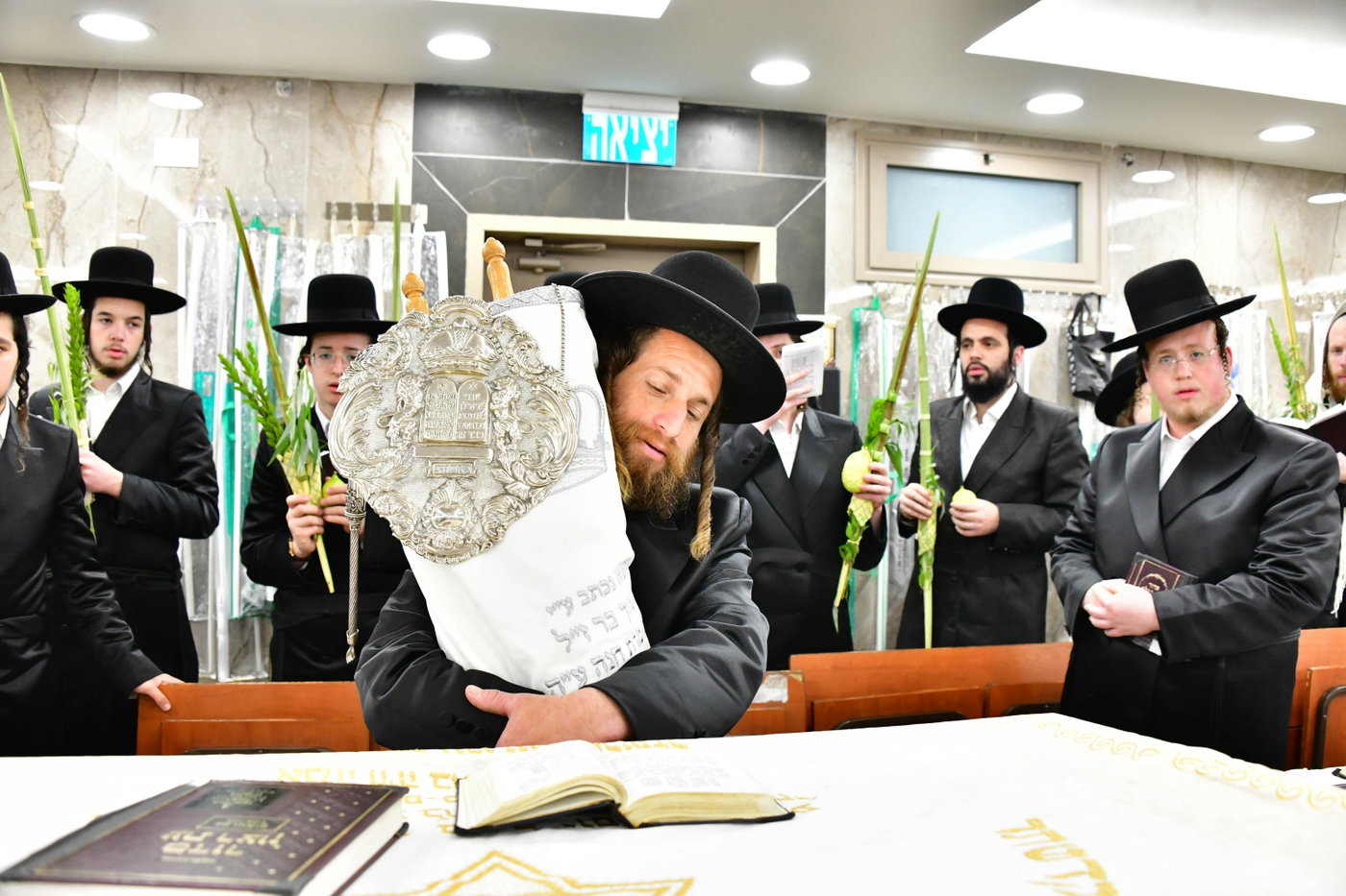 האדמו"ר מאלכסנדר בנטילת ארבעת המינים 