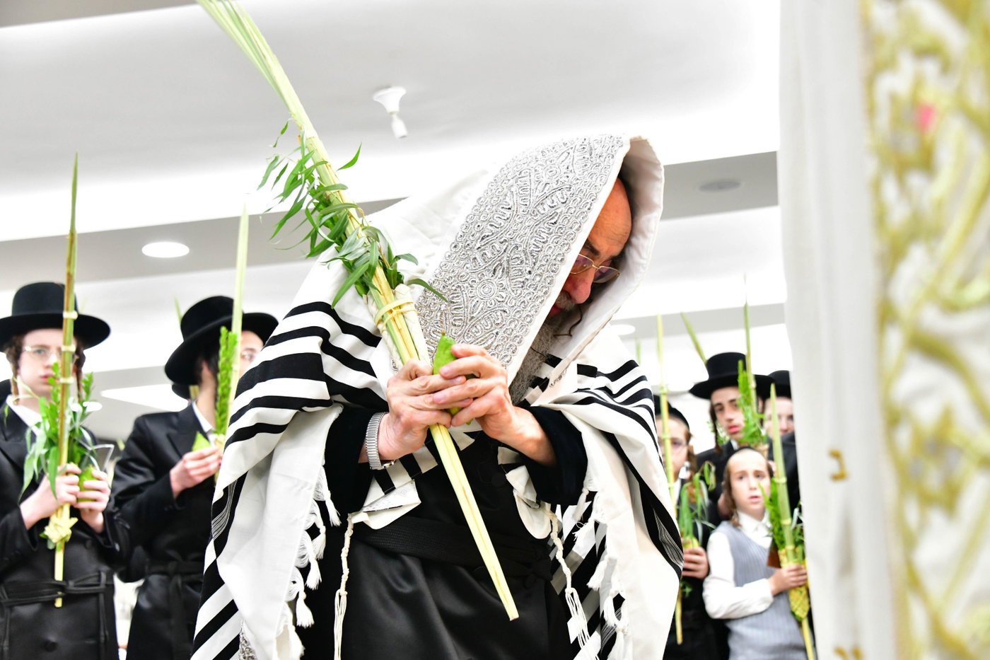 האדמו"ר מאלכסנדר בנטילת ארבעת המינים 