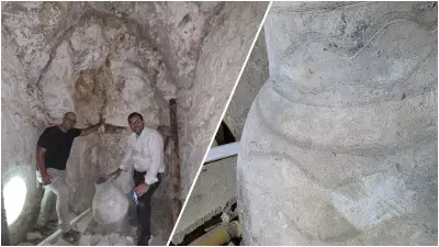 אחד מקנקני אגירה ענקיים ("ג'רות") שנמצאו במרתף חצר שטרויס