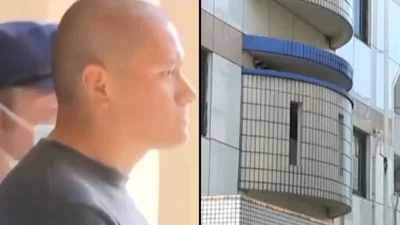 מימין המלון בו נמצאה האישה, משמאל דבין באלארד במעצרו