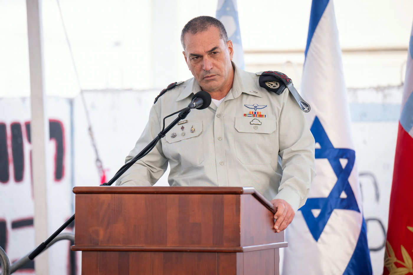 מעמד הזיכרון של פורום מטכ"ל בבסיס זיקים לציון שלוש שנים לטבח ה-7 באוקטובר