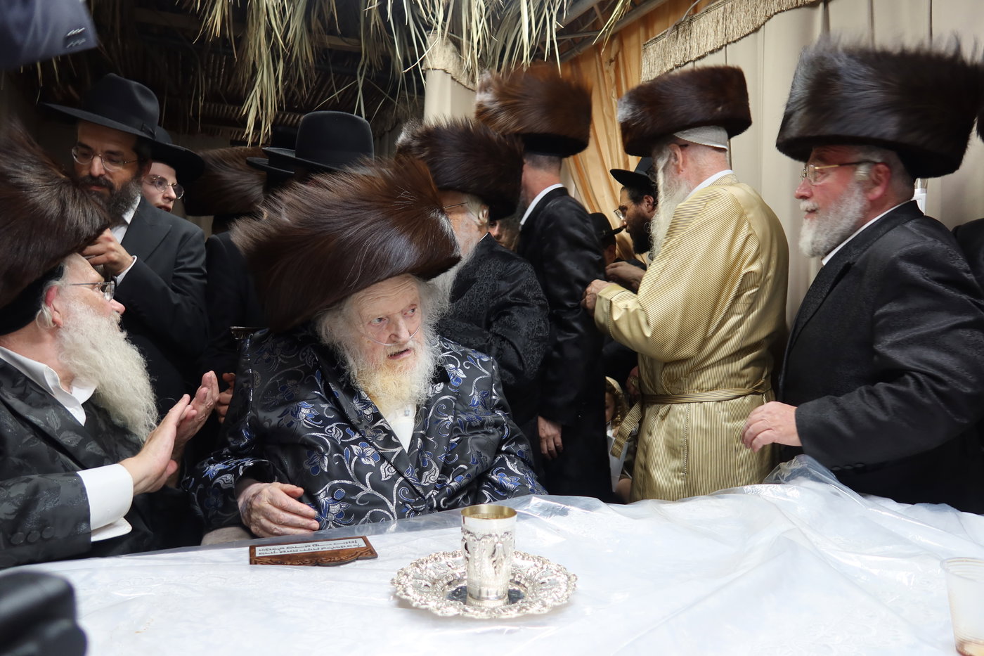 רבנים בביקורים בסוכתו של הגר"מ שטרנבוך