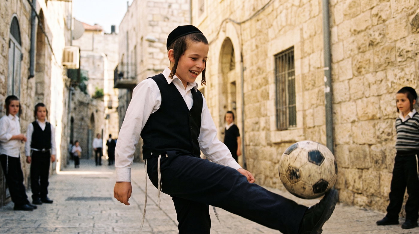 ילד משחק בכדור
