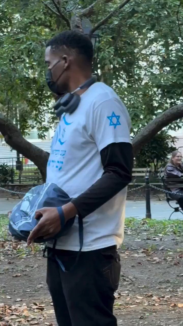 אור ליהודים: גבר שחור הפגין מול בחורי סאטמר שאחזו בדגלי פלסטין