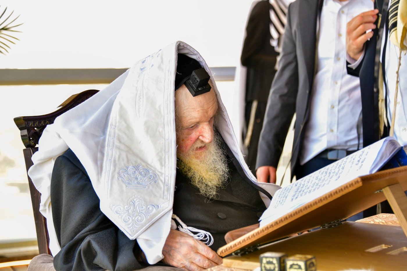 הגר"מ שטרנבוך בתפילת שחרית בנתניה