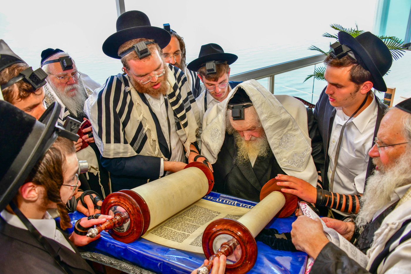 הגר"מ שטרנבוך בתפילת שחרית בנתניה