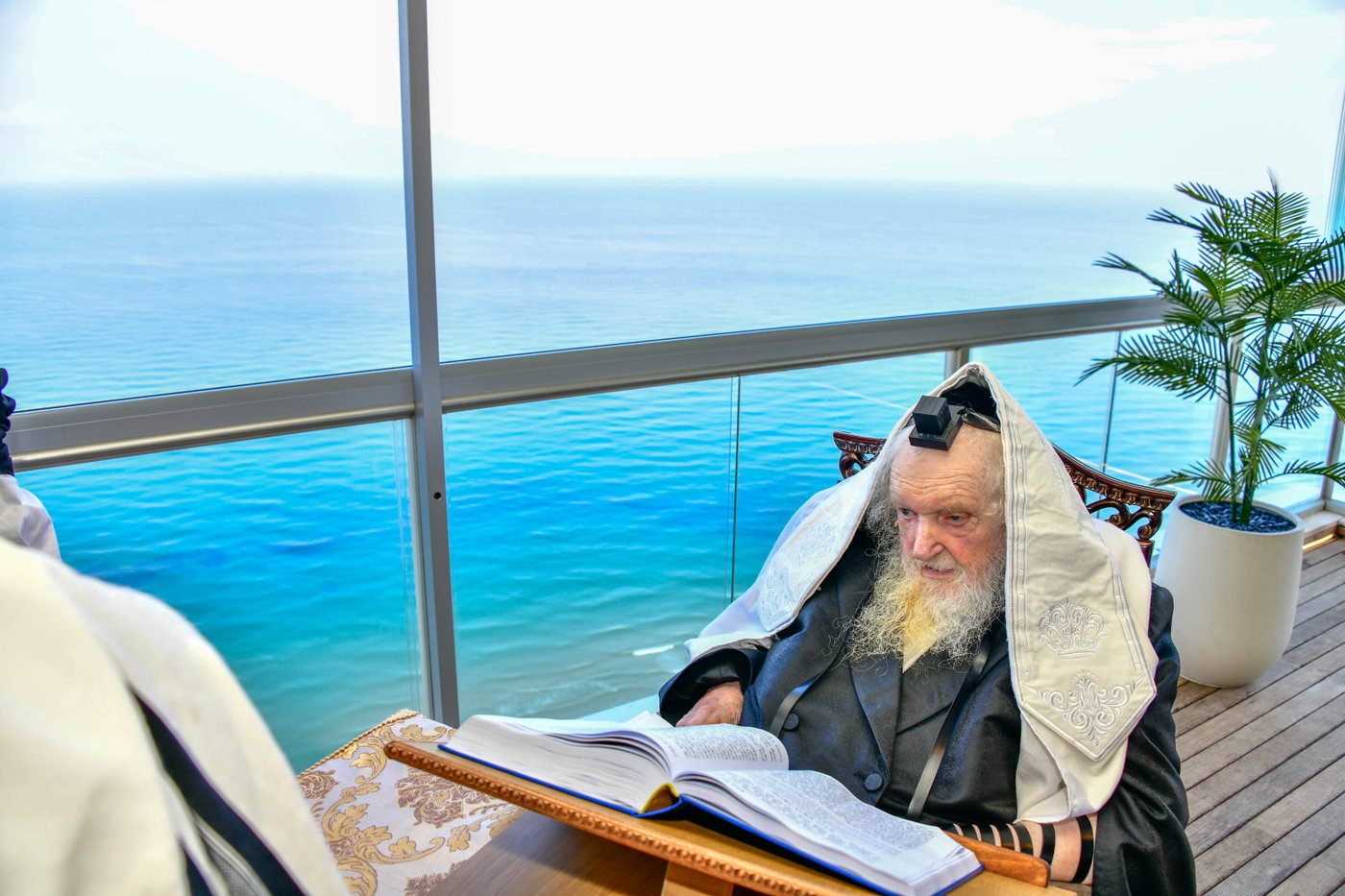הגר"מ שטרנבוך בתפילת שחרית בנתניה