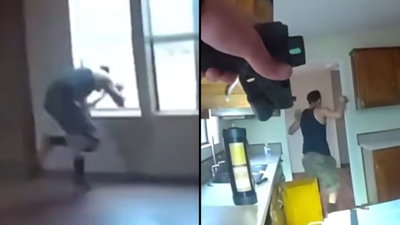 קפץ מהחלון לעיני השוטר: רגע דרמטי תועד במצלמת הגוף