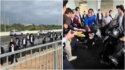 המחאה הוקדמה לשעות הבוקר: פלג הרצ"פניקים חוסמים את כביש 4 באזור מחלף גן יבנה | תיעוד