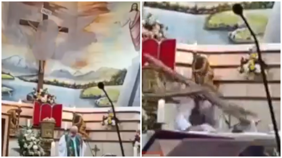 נהרג על ידי עבודה זרה: צלב ענקי צנח על הכומר והרג אותו