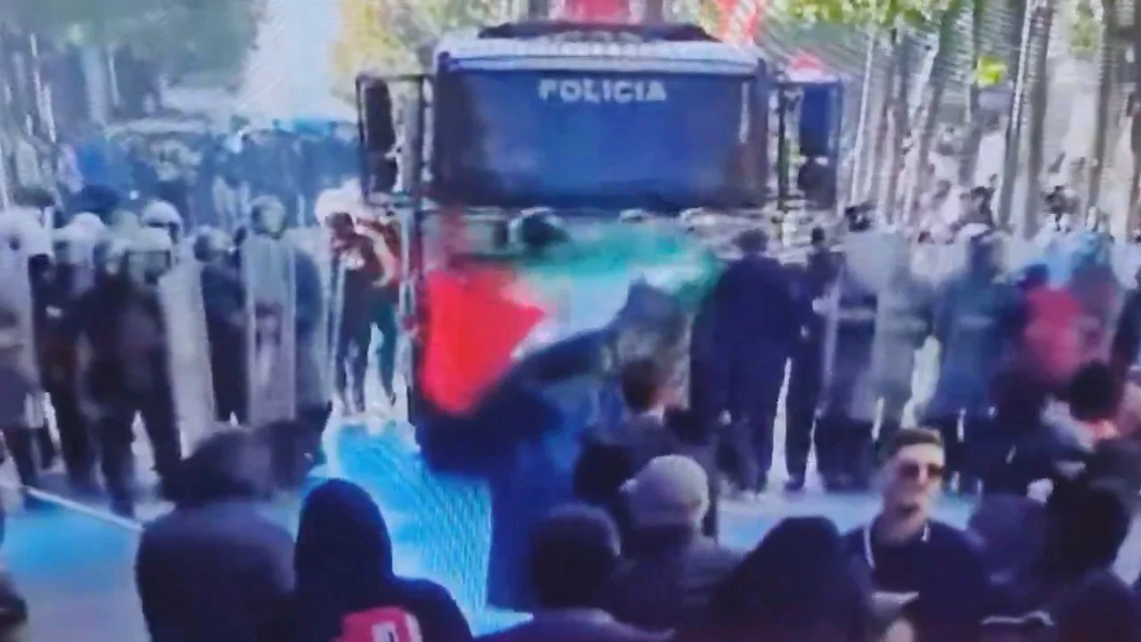 "כאן זה לא פריז": מניף גדל פלסטין הושפל קשות במחאה המונית 