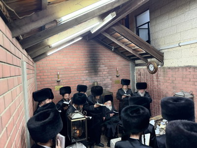 בני האדמו"ר מגור בתפילה באוהל בית גור