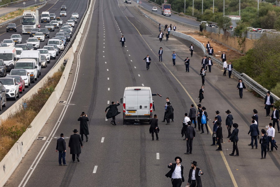 חסימת מחלף יבנה בכביש 4, בשבוע שעבר