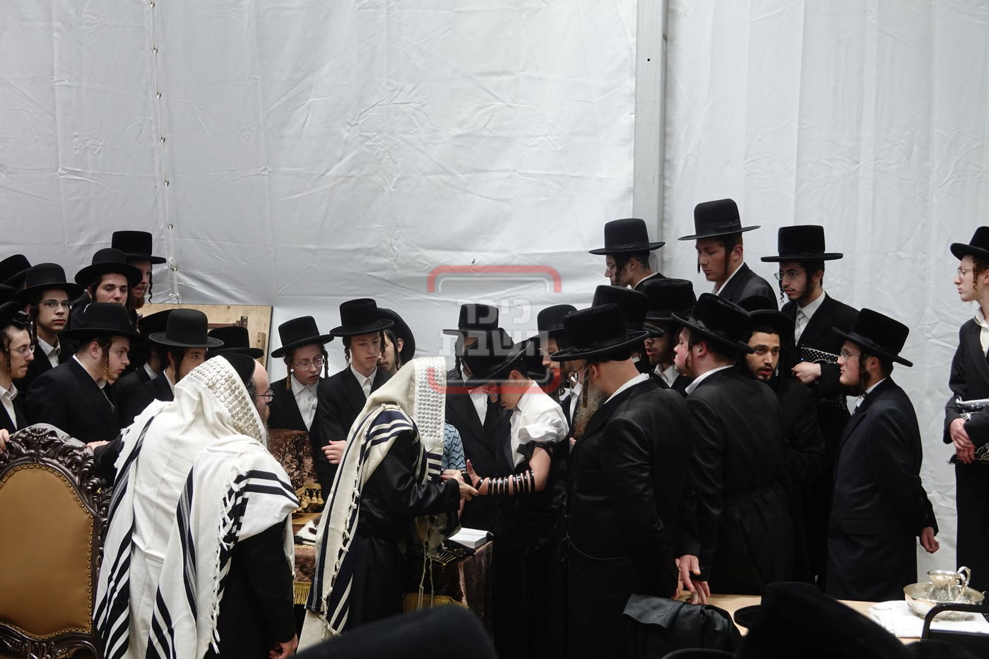 מעמד הנחת תפילין לנכד האדמו"ר מסערדאהעלי בקאנטרי