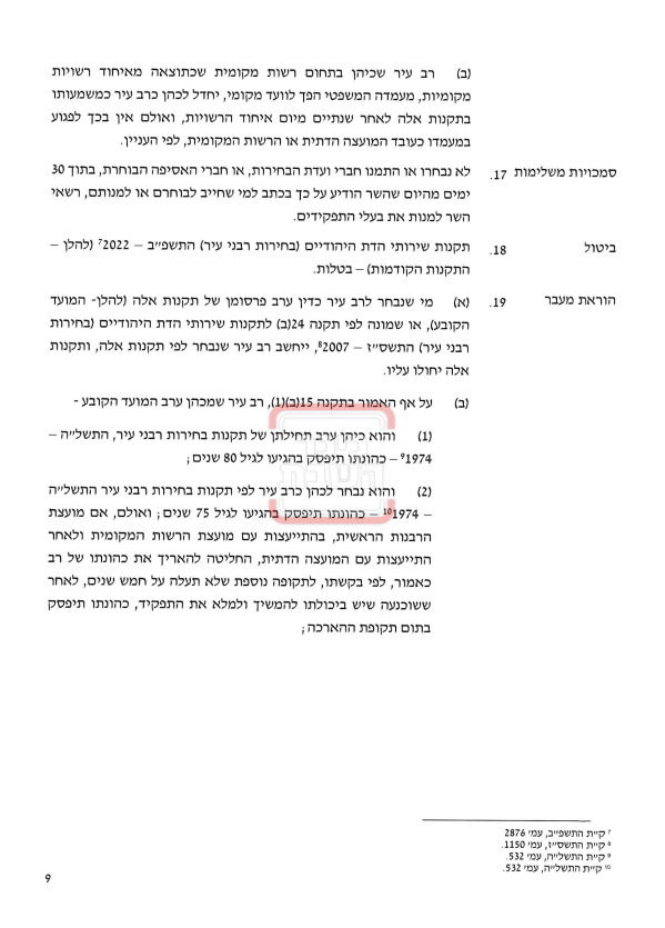 התקנות המלאות עליהן חתם שר הדתות